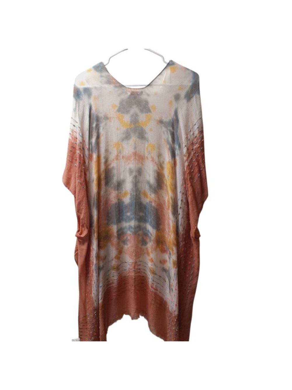 Vintage Woven Heart Womens Kimono Cardigan One Size Multicolor Tie Dye - Picture 3 of 6